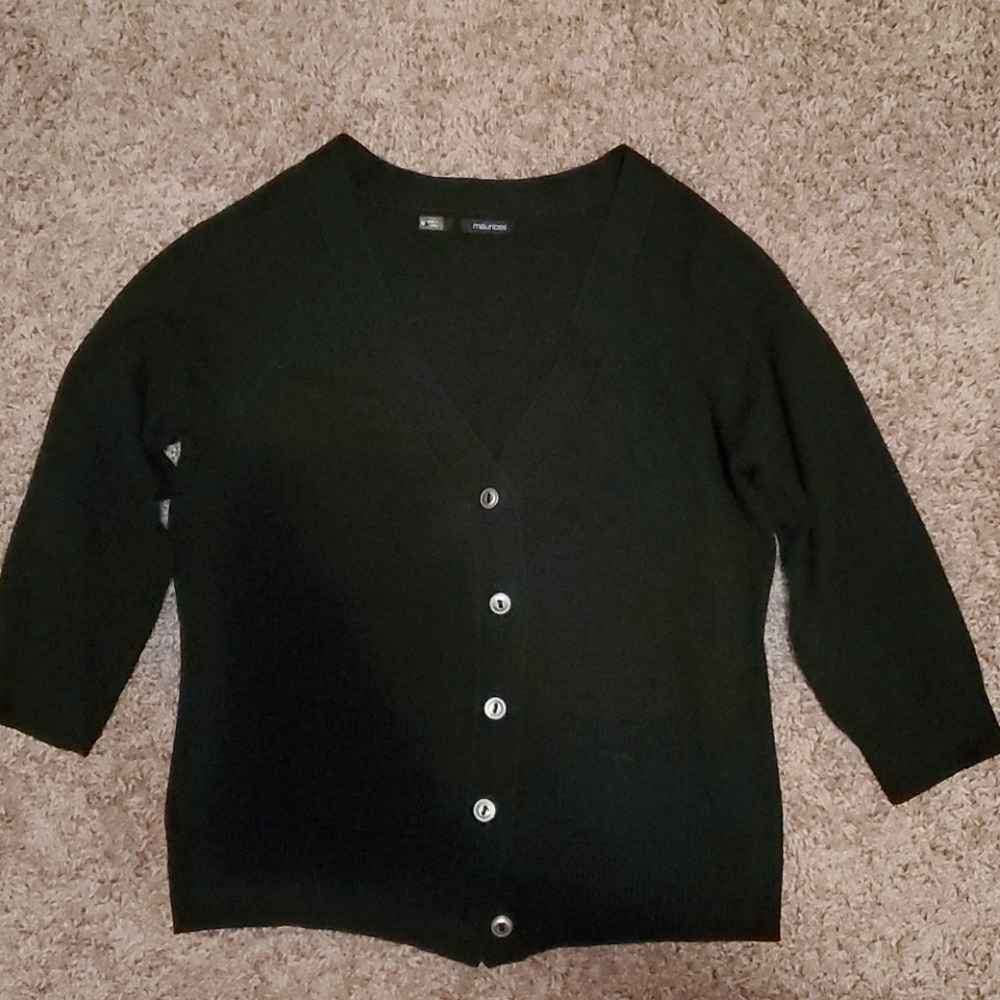 2/10 Black 3/4 Sleeve Cardigan with buttons